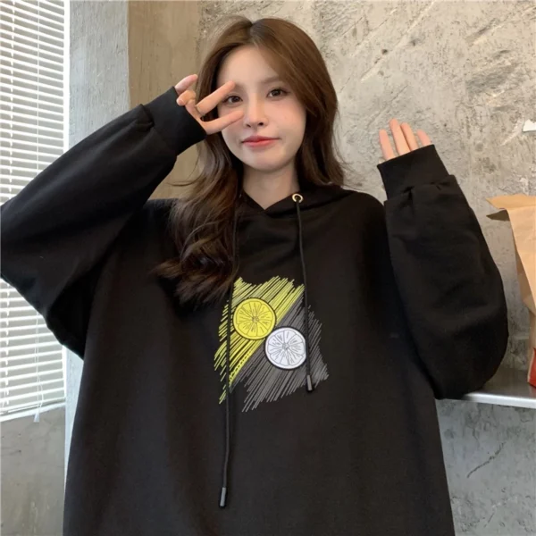 Cotton Oversized Pullover Hoodie Free Size 40kg-65kg