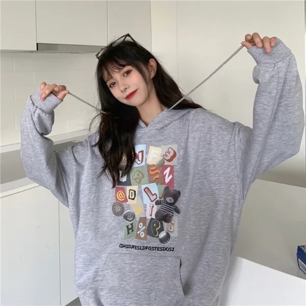 Oversized Cotton Hooded Sweatshirt Free Size 40kg-65kg