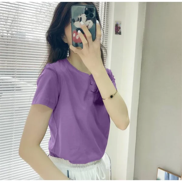 Cotton Women Short Sleeve T Shirt Free Size 40kg-60kg