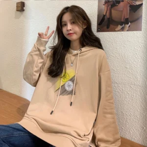 Cotton Oversized Pullover Hoodie Free Size 40kg-65kg