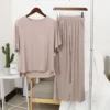 c07920d14fd387316a9b9ba9ef71d111.webp Women Modal Round Neck Pajama Set Free Size 40kg-60kg