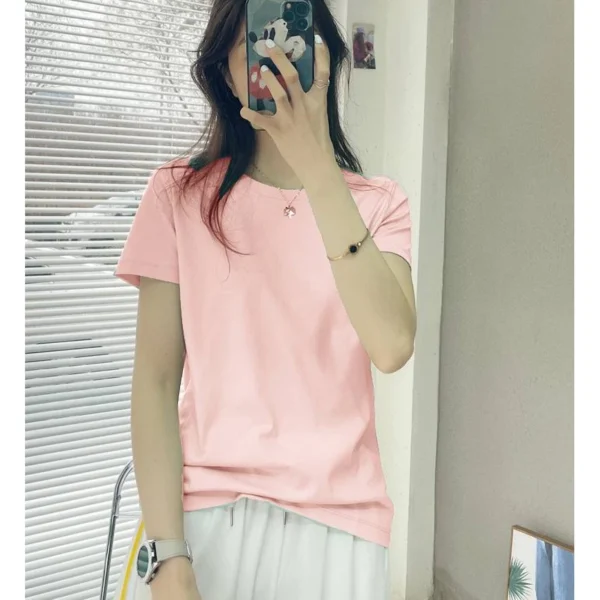 Cotton Women Short Sleeve T Shirt Free Size 40kg-60kg