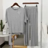 ed4679b353eac25b3fcf5ce1a22803ae.webp Women Modal Round Neck Pajama Set Free Size 40kg-60kg