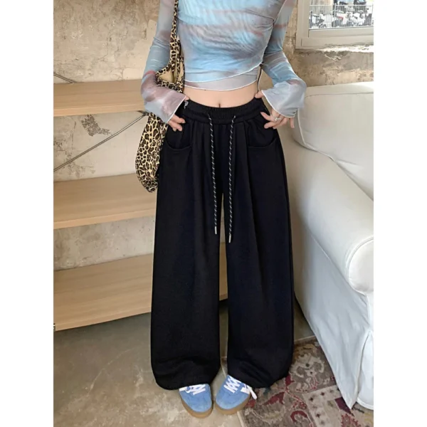 Women High Waist Wide Leg Sweatpants Free Size 40kg-60kg