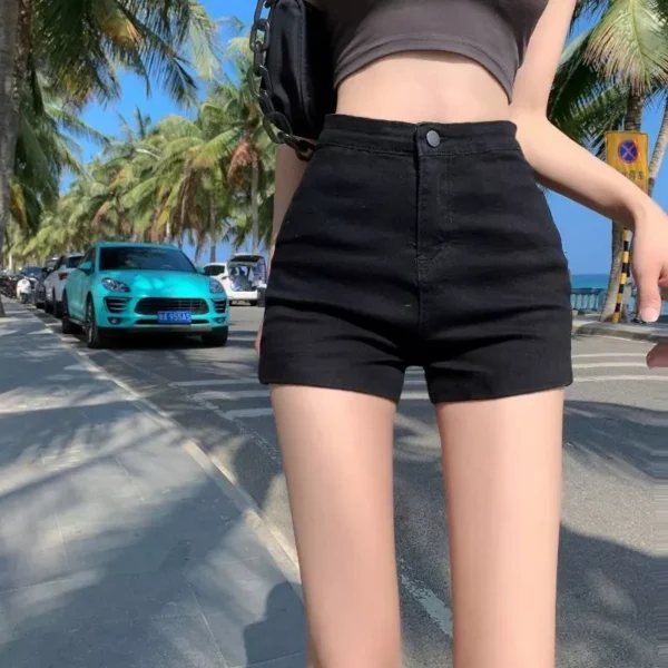 my-11134207-7r98z-lne5nhp3h9ksd1.webp High Waist Stretchable Denim Shorts Free Size 40kg-55kg
