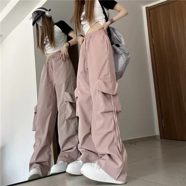 my-11134207-7rasg-m768wvb6bn21e0.webp Women Casual Wide Leg Cargo Pants Free Size 40kg-60kg