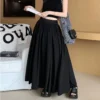 Women High Waist Pleated Maxi Skirt Free Size 40kg-60kg