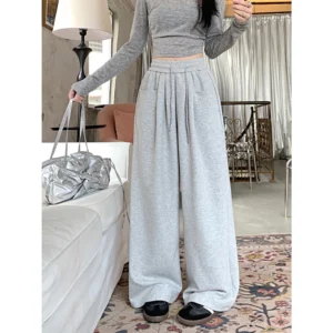 my-11134207-820lg-mq4diilt0yku72.webp Women High Waist Wide Leg Sweatpants Free Size 40kg-60kg