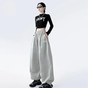 my-11134207-820lh-mjxspdg2d8ub3d.webp Women Loose Wide Leg Sweatpants Free Size 40kg-65kg