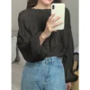 my-11134207-820li-mg6431iv5udl0f.webp French Pleated Puff Sleeve Blouse Free Size 40kg-65kg